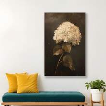 Framed Vintage Floral Beige Wall Art - Moody French Country Cottagecore Print With Hydrangea & Green Leaves,  Canvas Poster For Living Room, Bedroom, Office Decor, Indoor Wall DecorRustic Wall Art Poster, Wall Decor