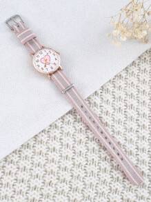 1pc Canvas Material Girl Cartoon Graphic Digital Children's Watch, Suitable For Back To School Season