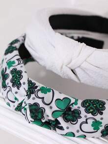 2条装女士简约四叶草爱心印花发带，绿色豹纹图案，适合日常、春夏、海滩、度假搭配 - 彩色 - 查看 3