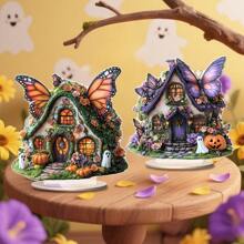 1/2/3 Pcs Butterfly House Desktop Ornaments Fairy Tale Style Multi-Purpose Acrylic Plaque 2D Flat Home Dormitory Office Desktop Supplies Bohemian Style Statue