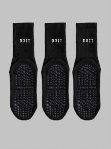 3/5/7 双防滑字母图案袜子，透气运动健身瑜伽普拉提中筒袜，专业室内运动健身瑜伽舞蹈普拉提硅胶防滑底袜，秋季