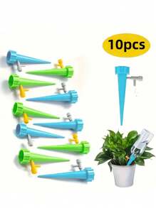 20pcs Automatic Flower Watering Device - Drippers With Self-Spraying Nozzle, Adjustable Plant Watering, Slow Release Control Valve Switch For Outdoor And Vacation Plant Watering, Random Color