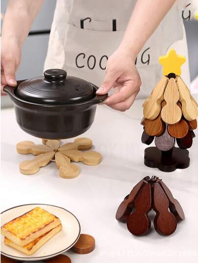 1 Stück baumförmige Isolierunterlage, Holz Tassenmatte, Kürbis hitzebeständige Untersetzer für Zuhause, Weihnachtsgeschenk, Topfhalter