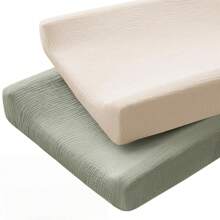 2 件装中性婴儿尿布垫套柔软尿布台垫套换尿布垫床单适合女孩和男孩情人节爱