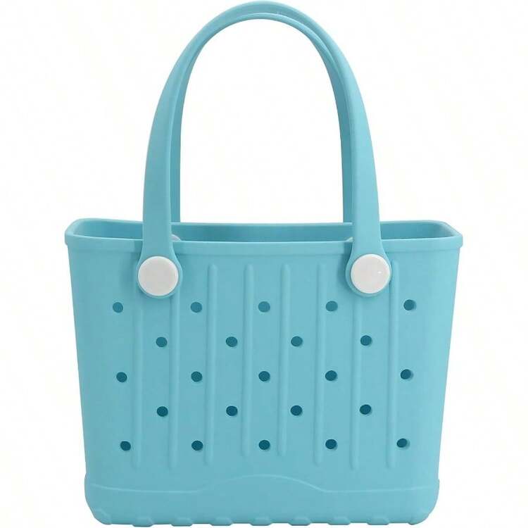 Rubber Tote Bag Small Beach Bag Waterproof Travel Bags Washable Tote Portable Open Handbag For Sports Beach Boat Outdoor - Light Blue - View 1