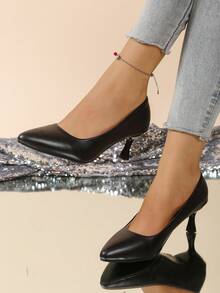 2026 Spring/Summer Women's High Heels, Fashionable Casual Chic, Suitable For Holidays, Weddings, Parties, Office, Commuting, Elegant Pointed Toe Versatile - Black - View 6