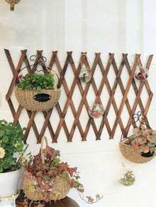 1 Piece Carbonized Wood Retractable Fence - Multi-Purpose Trellis For Climbing Plants, Decorative Outdoor Wall Panel, Solid Wood Grid For Flower And Lawn Fencing, Home And Garden Decor - Multicolor - View 10