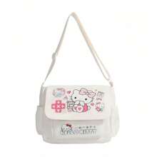 Sanrio 1pc Cartoon Kitty Large Capacity Handbag, Shoulder Crossbody Bag, Student Practical Lightweight Tuition Bag, Ins Style Storage Tote Bag, Cute Printed, Suitable As Student Back To School Gift