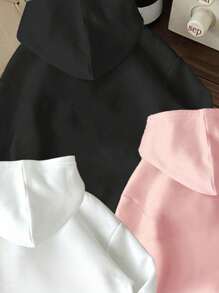 3件套幼儿女童卡通图案保暖连帽卫衣 - 彩色 - 查看 5