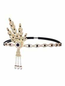 D EXCEED 1PC 1920's Flapper Headband For Women Gatsby Headpiece Faux Pearl Headdress Flapper Hair Accessories Suitable For Roaring Theme Party, Wedding, Halloween - Multicolor - View 20