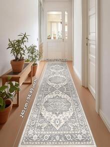 1 peça de tapete cinza, estilo boêmio, tapete de corredor, 900g/m², 0,5cm de espessura, antiderrapante, lavável à máquina, decoração para casa, sala de estar, cozinha, corredor, quarto, sala de jantar, escritório, todas as estações