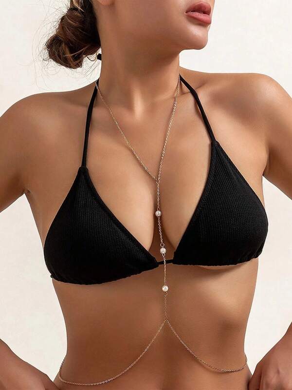 Sommer Meer Strand Bikini Sexy Gold Körper Taillen Ketten für Frauen, mehrschichtige Strass Kreuz Personalisierte Bikini BH Körperschmuck Sommer Strand Kristall Bauch Taillen Kette Urlaub Party für Mädchen