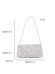 新款时尚亮片手提包，适合聚会、郊游、度假、购物和日常使用，可存放硬币、手机，也适合作为办公室女士、大学生和职业女性的工作包，优雅的女士包 - 白色 - 查看 7