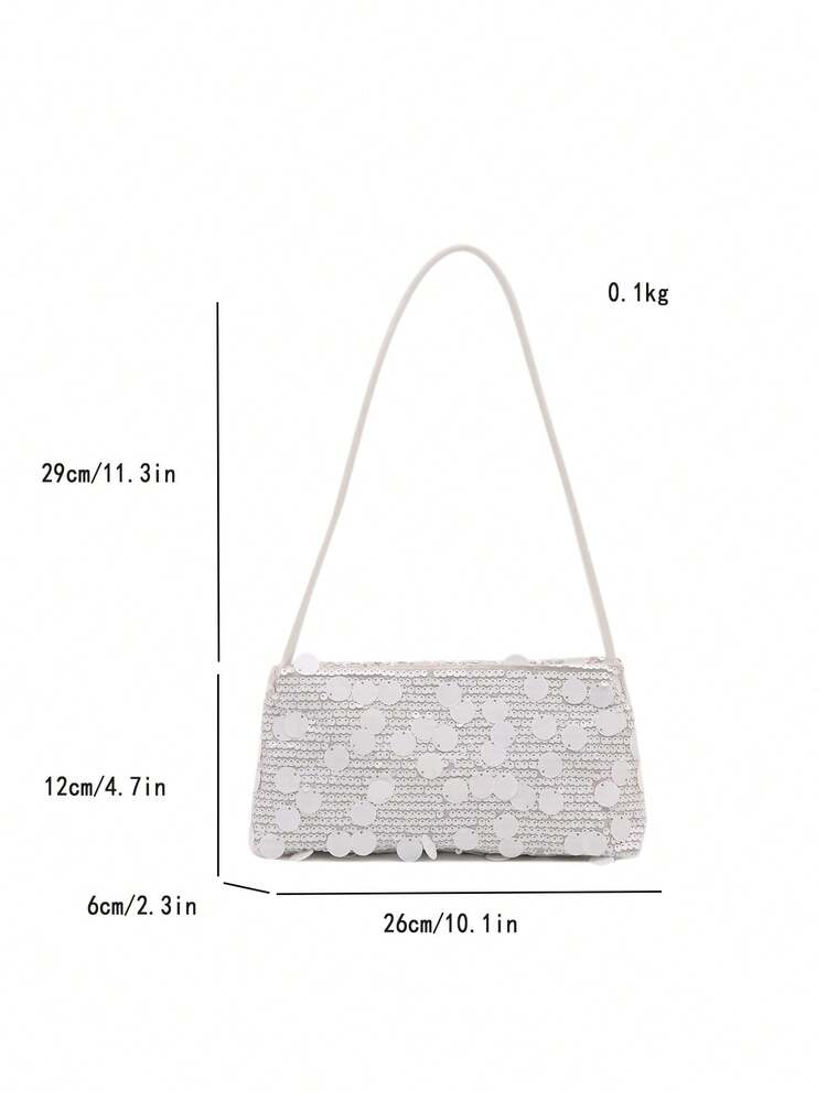 Túi xách sequin thời trang mới, thích hợp cho các bữa tiệc, đi chơi, nghỉ dưỡng, mua sắm và sử dụng hàng ngày, có thể đựng tiền xu, điện thoại, cũng thích hợp làm túi xách công sở cho nữ nhân viên văn phòng, sinh viên đại học và phụ nữ đi làm, túi xách thanh lịch cho quý cô - trắng - Xem 6