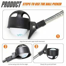 8-Section Telescopic Golf Ball Retriever, 204cm Long Golf Ball Picker, Golf Accessories