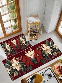 1pc Vintage Floral Kitchen Mat, Modern Farmhouse Absorbent Quick Dry Kitchen Carpet, Indoor Hallway Rug - Red, Runner Rug, Mudroom Doormat, Modern Farmhouse Absorbent Quick Dry Kitchen Carpet - Multicolor - View 5