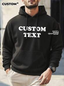 Customized Personalized Men's Pullover Sweatshirts And Hooded Sweatshirts.Add Your Own Text/Picture (Badge Pattern/Company Logo/Family Photo/Selfie Photo )Design Your Own Personalized Printed Sweatshirts.Stylish,Fashion,Hipster,Casual.Gifts.Custom Sweatshirts. - Black - View 1