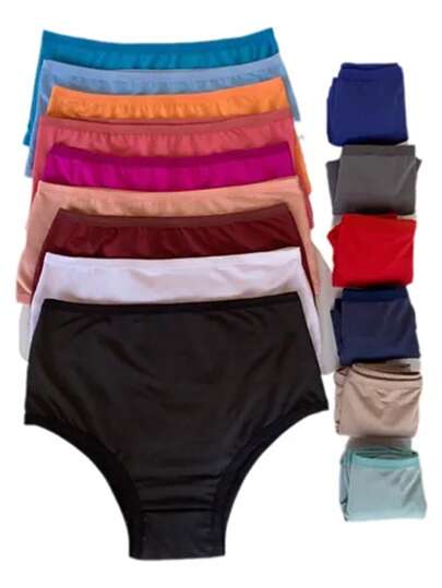 Kit 05  Calcinhas Calçola Senhora Plus Size tamanho Grande  Feminino Cintura Alta Lateral larga Ref 601