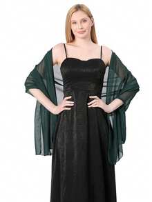 Chiffon Shawl Scarf, Suitable For Brides, Weddings, Evening Gowns And Special Occasions - Dark Green - View 2