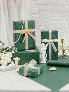 哑光金属包装纸，绿色纸屑图案，哑光牛皮纸婚礼包装纸，纯色情人节包装纸，适用于婚礼、毕业典礼、生日、DIY花束、金属生日礼物包装纸、礼盒填充物、DIY装饰纸（用于配件）、纯色图案、哑光包装纸，秋季、冬季 - 綠色 - 查看 3