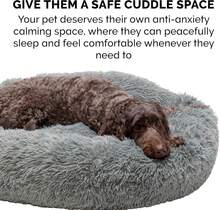 Calming Donut Dog Bed For Medium Dogs, 45" Plush Round Pet Bed With Washable Cover, Refillable Shag Faux Fur For Anxiety Relief – Gray, XL,11275910 - Taro Purple - Xem 10