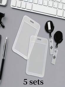 10个（5个白色可拆卸夹子+5个白色横向卡夹），透明横向卡夹和易夹式挂钩，适用于教师、学生、身份证、钥匙卡、驾驶证、持有身份证、钥匙卡 - 彩色 - 查看 18