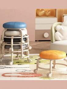 1 件移动矮凳带旋转脚轮 - 不含甲醛的塑料脚凳，适用于家庭、客厅、卧室 - 舒适的多用途圆形脚凳、工具和配件，无香型