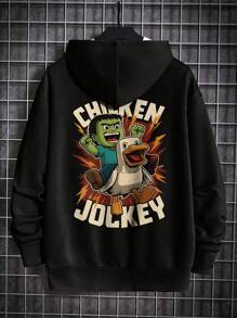 男童时尚印花休闲连帽衫 - 长袖、圆领套头衫，适合春秋季节，酷炫图案印花