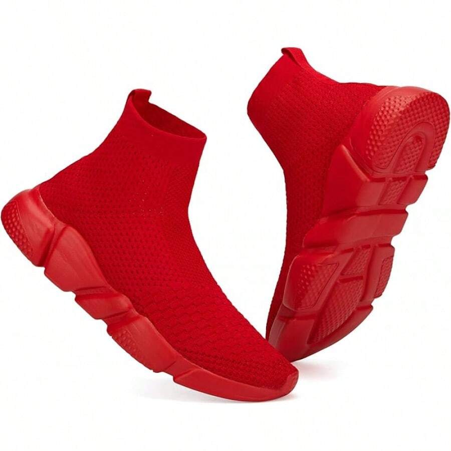 Women's Slip-On Tennis Walking Sneakers, Lightweight Breathable Comfort Gym And Work, Stylish Trainers, 2025 - 054-全部紅色 - 查看 1