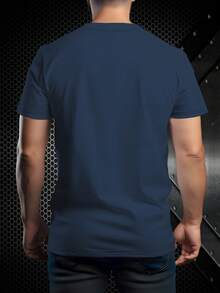 100% 聚酯纤维个性化设计绿色短袖“ALPHA”文字及简约Logo印花休闲男士透气T恤，夏季速干轻薄面料 - 彩色 - 查看 3