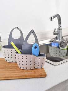 1PC Sink Hanging Drain Basket With Silicone Storage Box, Adjustable Shoulder Strap Drain Rack, Sponge Holder, Faucet Hanging Basket, Kitchen Storage Bag, Perfect For Storing Sponges And Rags In The Kitchen Kitchen Sink Shelf Soap Sponge Drain Rack Holder Double Decker Hanging Basket Storage Suction Cup Kitchen Organizer Sink Accessories Wash