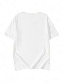 女士休闲加大码短袖 T 恤，带有咖啡和茶图案印花和可爱的猫咪插图，适合春夏秋装，猫咪 T 恤，夏季服装，俏皮设计，日式风格服装，外出上衣女士/休闲上衣女士/图案 T 恤 - 白色 - 查看 2