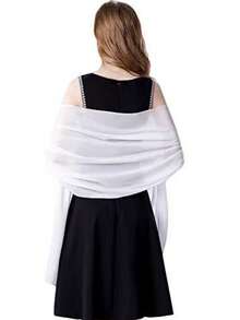 Chiffon Shawls Scarves Wraps For Bridal Wedding Party Evening Dress And Special Occasion Dresses - White - View 2