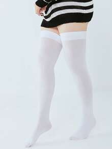 1/2/3 đôi tất cao đến đùi bằng nhung trắng, tất mỏng gợi cảm phong cách trường JK, tất cao ôm sát đa năng, thích hợp để mặc hàng ngày làm quà tặng Giáng sinh - trắng - Xem 8