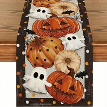 1pc Halloween Pumpkin Lantern Ghost Spider Web Black Cat Runner, Polka Dot Holiday Indoor/Outdoor Desktop Decoration, Holiday Kitchen Dining Table Decor, Home Party Decoration, Home Decor, Halloween Decoration, Autumn Decoration, Room Decoration, Autumn Decoration - Multicolor - View 10