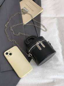 2025新款时尚百搭小众高级质感化妆盒包迷你口红包单肩斜挎包 - 黑色 - 查看 3