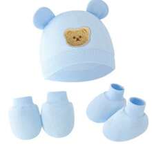 3 件套婴儿熊耳帽、防抓手套和脚套套装，适合 0-6 个月婴儿 - 3件 - 查看 7
