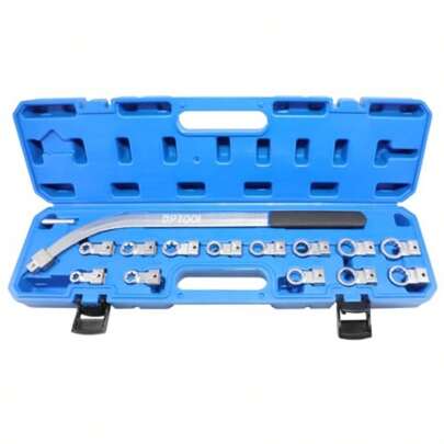15pc Idler Timing Belt Tensioner Pulley Removal Tool Kit Universal Auxiliary Idler Adjustment Wrench With Hex And Dodecagonal Adapters