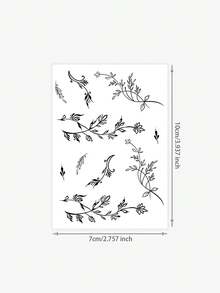 1张可水洗临时纹身贴纸，Y2K风格红色叶子手部纹身贴纸，防水防汗，适合人群 - 黑色 - 查看 3