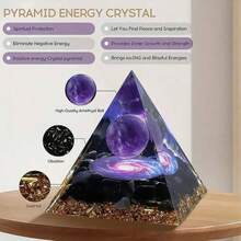 1pc Pyramid Of Positive Energy, Amethyst Crystal Ball With Protective Crystal Energy Generator, For Stress Relief, Healing Meditation And Attracting Wealth, For Interior Decoration, Perfect Gift Birthday Gifts Graduation
