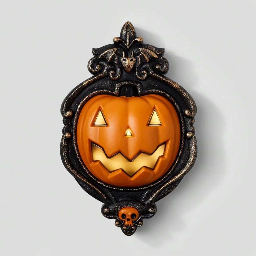 10" Animated Pumpkin Door Knocker Halloween Decorative Prop :  Sheltered Outdoor Use, Includes Batteries