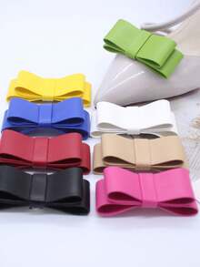 Removable High-Quality PU Sheepskin Bow Shoe Decoration, Shoe Flower, Shoe Buckle, Removable Shoe Ornament, Basic Beach Shoe Accessories - Multicolor - View 3