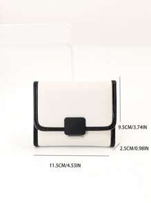 女士短款三折撞色薄边钱包 1 件 PU 柔软多功能学生钱包大容量卡夹小巧轻便礼盒包装适合作为女士节日礼物钱包迷你钱包钱包可爱钱包小钱包