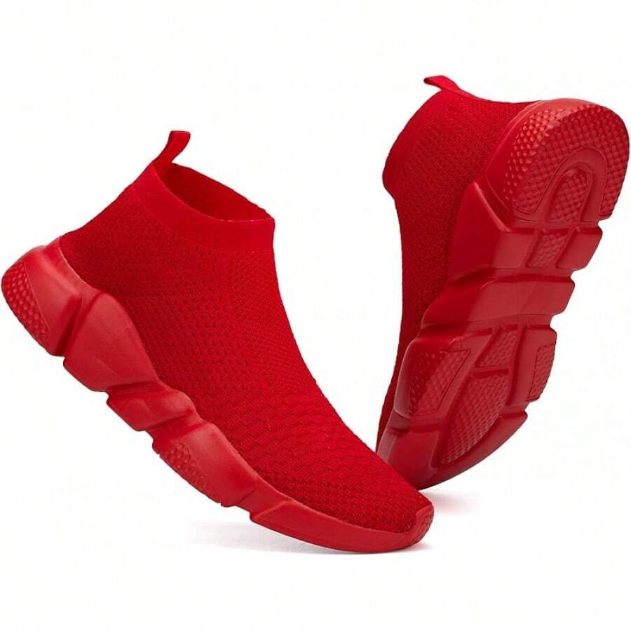 Women's Slip-On Tennis Walking Sneakers, Lightweight Breathable Comfort Gym And Work, Stylish Trainers, 2025 - 044-全部紅色 - 查看 1