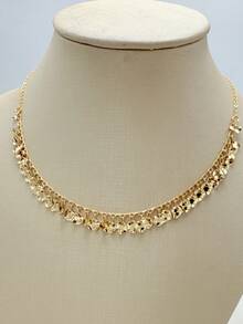 Women's Round Sequin Necklace And Bracelet Set, 18k Gold Plated And 925 Silver - 金色 - 查看 5