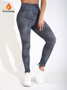 1-pack damleggings med termofoder i grått, europeiskt och amerikanskt mode, avslappnat, minimalistiskt och elegant, hög elasticitet, bantande, enfärgade, smala byxor, lämpliga för hemmabruk, träning, yoga, fitness, utomhuspromenader, fest, present - Grå - Visa 5