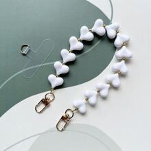 Fashion Solid Color Acrylic Peach Mobile Phone Lanyard Valentine's Day Heart Handmade Beaded Phone Strap