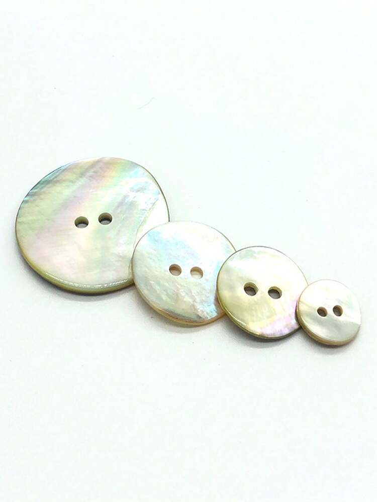60pcs Premium Natural Mother-Of-Faux Pearl Shell Buttons (2-Hole Circular), Classic Style Shell Buttons For Sweater& Coat, Knitwear & Shirt Buttons For Fashion, Vintage Style& Ocean-Inspired Luxury Shell Buttons, DIY Craft Button Accessories - White - View 6