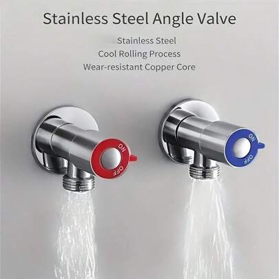 1pc 304 Stainless Steel Adjustable Triangle Valve, G1/2 Thread, Water Flow Control, Hot And Cold Adjustment, Suitable For Toilet, Faucet, Water Heater