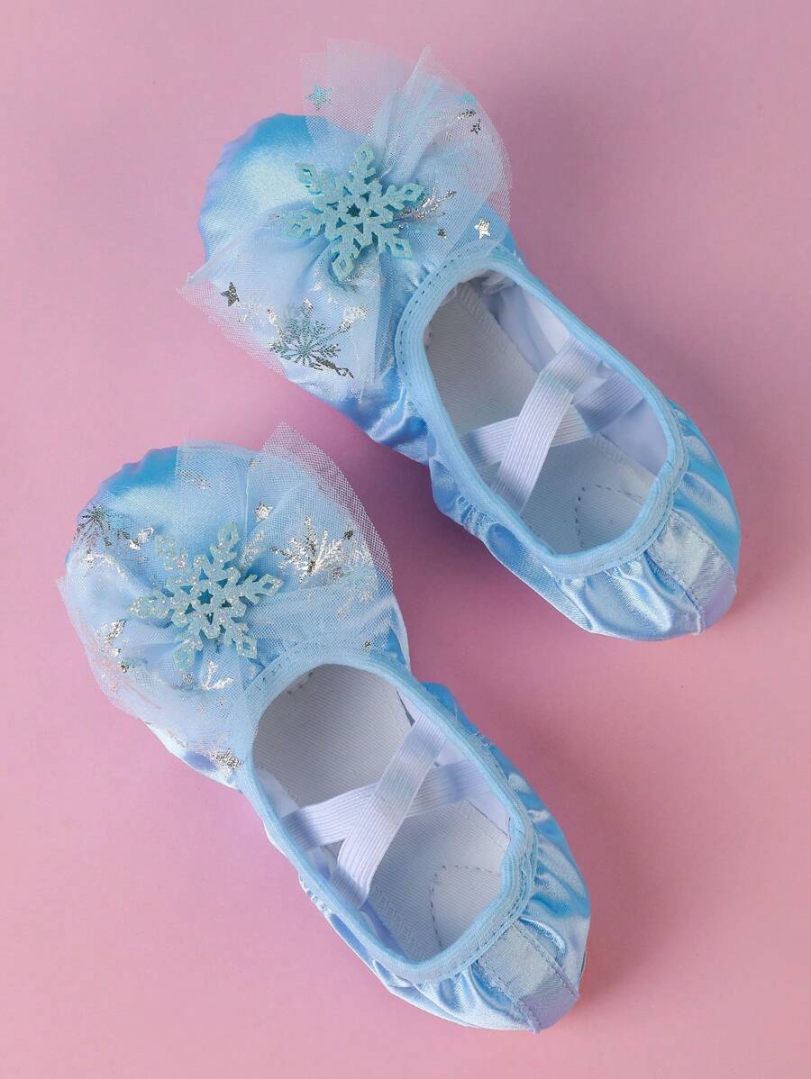 Children's Cute Princess Snowflake Indoor Soft Bottom Ballet Dance Shoes, Full Elastic Soft Bottom Comfortable Non-Slip Elastic Band No-Tie Dance Shoes Yoga Shoes - Blue - View 1